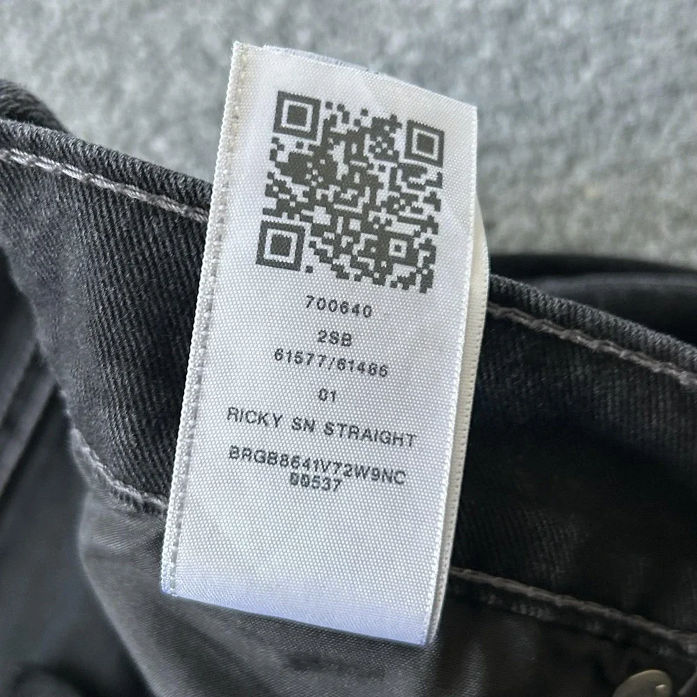 True Religion Ricky‎ Relaxed Straight Jeans Mens 34x33 Black Stretch Horseshoe